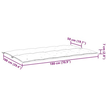 vidaXL Μαξιλάρι Πάγκου Κήπου Γκρι 180x(50+50)x7cm Ύφασμα Oxford