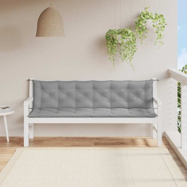 vidaXL Μαξιλάρι Πάγκου Κήπου Γκρι 200x(50+50)x7cm Ύφασμα Oxford