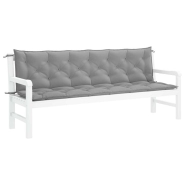 vidaXL Μαξιλάρι Πάγκου Κήπου Γκρι 200x(50+50)x7cm Ύφασμα Oxford