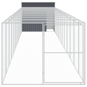 vidaXL Σπιτάκι Σκύλου με Αυλή Ανθρακί 214x1273x181 εκ. Γαλβαν. Χάλυβας