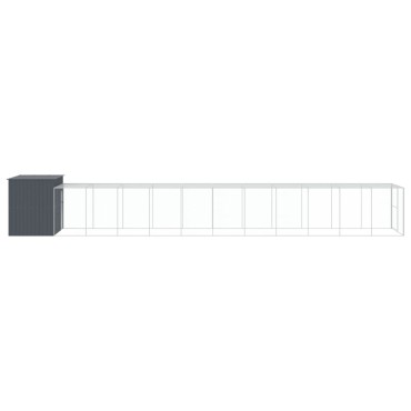 vidaXL Σπιτάκι Σκύλου με Αυλή Ανθρακί 214x1273x181 εκ. Γαλβαν. Χάλυβας