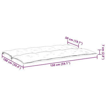 vidaXL Μαξιλάρι Πάγκου Κήπου Μπεζ 150x(50+50)x7cm Ύφασμα Oxford