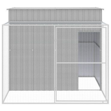 vidaXL Σπιτάκι Σκύλου με Αυλή Αν. Γκρι 214x253x181 εκ. Γαλβαν. Χάλυβας