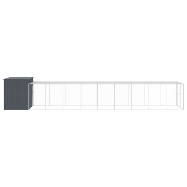 vidaXL Σπιτάκι Σκύλου με Αυλή Ανθρακί 214x1069x181 εκ. Γαλβαν. Χάλυβας