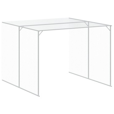 vidaXL Σπιτάκι Σκύλου με Αυλή Ανθρακί 214x1069x181 εκ. Γαλβαν. Χάλυβας