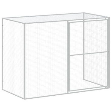 vidaXL Σπιτάκι Σκύλου με Αυλή Αν. Γκρι 214x865x181 εκ. Γαλβαν. Χάλυβας