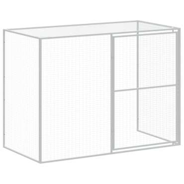 vidaXL Σπιτάκι Σκύλου με Αυλή Αν. Γκρι 214x1273x181εκ. Γαλβαν. Χάλυβας