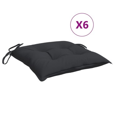 vidaXL Μαξιλάρια Καρέκλας Κήπου 6 τεμ. Μαύρα 50x50x7cm Oxford Ύφασμα