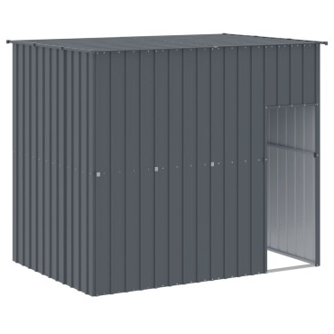 vidaXL Σπιτάκι Σκύλου με Αυλή Ανθρακί 214x457x181 εκ. Γαλβαν. Χάλυβας