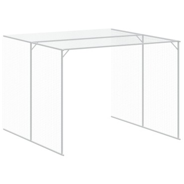 vidaXL Σπιτάκι Σκύλου με Αυλή Ανθρακί 214x457x181 εκ. Γαλβαν. Χάλυβας
