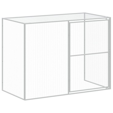 vidaXL Σπιτάκι Σκύλου με Αυλή Ανθρακί 214x457x181 εκ. Γαλβαν. Χάλυβας