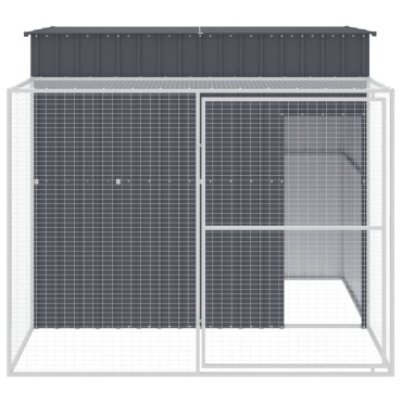 vidaXL Σπιτάκι Σκύλου με Αυλή Ανθρακί 214x253x181 εκ. Γαλβαν. Χάλυβας