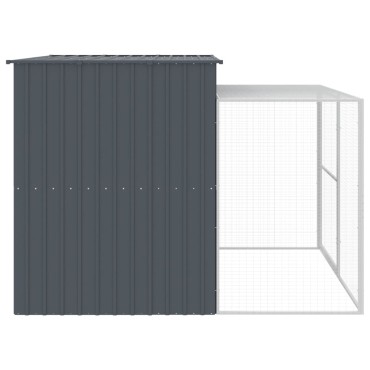 vidaXL Σπιτάκι Σκύλου με Αυλή Ανθρακί 214x253x181 εκ. Γαλβαν. Χάλυβας
