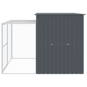 vidaXL Σπιτάκι Σκύλου με Αυλή Ανθρακί 214x253x181 εκ. Γαλβαν. Χάλυβας