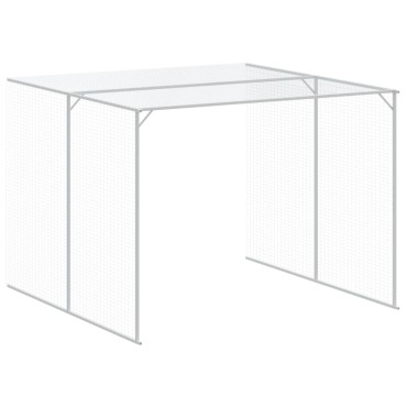 vidaXL Σπιτάκι Σκύλου με Αυλή Αν. Γκρι 214x457x181 εκ. Γαλβαν. Χάλυβας