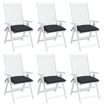 vidaXL Μαξιλάρια Καρέκλας Κήπου 6 τεμ. Μαύρα 40x40x7cm Υφασμάτινα