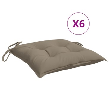 vidaXL Μαξιλάρια Καρέκλας Κήπου 6 τεμ. Taupe 40x40x7cm Υφασμάτινα