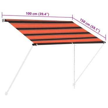 vidaXL Τέντα Συρόμενη Πορτοκαλί / Καφέ 100 x 150 εκ.