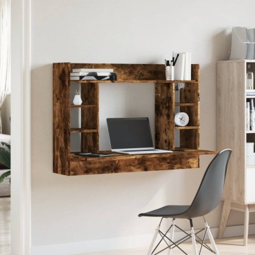 vidaXL Γραφείο Τοίχου Καπνιστή Δρυς 105x48x75cm Επεξεργασμένο Ξύλο 1 τεμ.