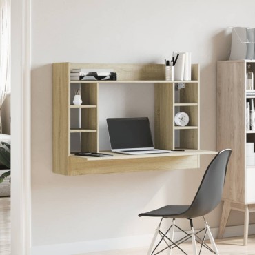 vidaXL Γραφείο Τοίχου Sonoma Δρυς 105x48x75cm από Επεξεργασμένο Ξύλο 1 τεμ.