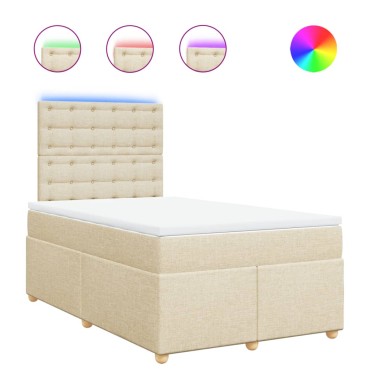 vidaXL Κρεβάτι Boxspring με Στρώμα Κρεμ 120x190cm Υφασμάτινο 1 τεμ. - Μονό