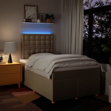 vidaXL Κρεβάτι Boxspring με Στρώμα Κρεμ 120x190cm Υφασμάτινο 1 τεμ. - Μονό