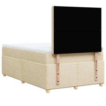 vidaXL Κρεβάτι Boxspring με Στρώμα Κρεμ 120x190cm Υφασμάτινο 1 τεμ. - Μονό
