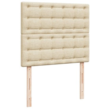 vidaXL Κρεβάτι Boxspring με Στρώμα Κρεμ 120x190cm Υφασμάτινο 1 τεμ. - Μονό