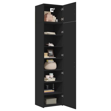 vidaXL Ντουλάπι Αποθήκευσης Στενό Μαύρο 50x42,5x225cm Επεξεργ. Ξύλο 1 τεμ.