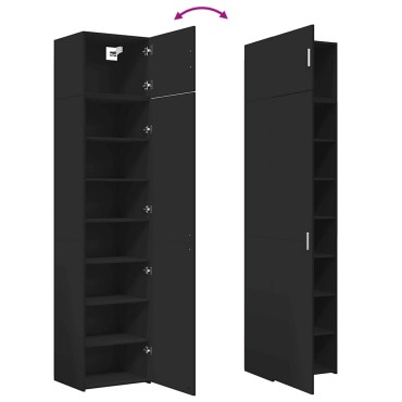 vidaXL Ντουλάπι Αποθήκευσης Στενό Μαύρο 50x42,5x225cm Επεξεργ. Ξύλο 1 τεμ.