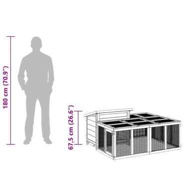 vidaXL Κλουβί Κουνελιών Μόκα 144 x 123 x 67,5 εκ. Μασίφ Ξύλο Πεύκου