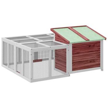 vidaXL Κλουβί Κουνελιών Μόκα 144 x 123 x 67,5 εκ. Μασίφ Ξύλο Πεύκου