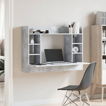 vidaXL Γραφείο Τοίχου Γκρι Σκυρ. 105x48x75cm από Επεξεργασμένο Ξύλο 1 τεμ.