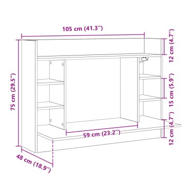 vidaXL Γραφείο Τοίχου Γκρι Σκυρ. 105x48x75cm από Επεξεργασμένο Ξύλο 1 τεμ.