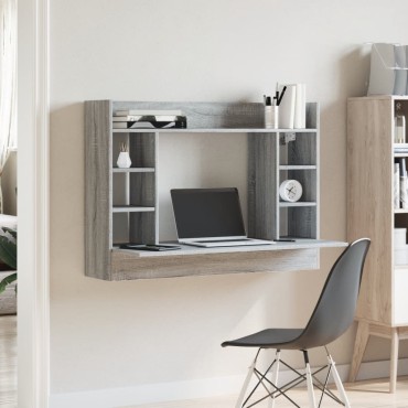 vidaXL Γραφείο Τοίχου Γκρι Sonoma 105x48x75cm από Επεξεργασμένο Ξύλο 1 τεμ.