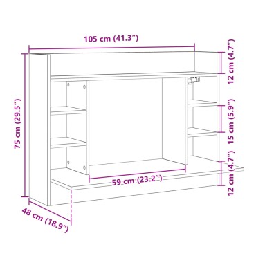 vidaXL Γραφείο Τοίχου Γκρι Sonoma 105x48x75cm από Επεξεργασμένο Ξύλο 1 τεμ.