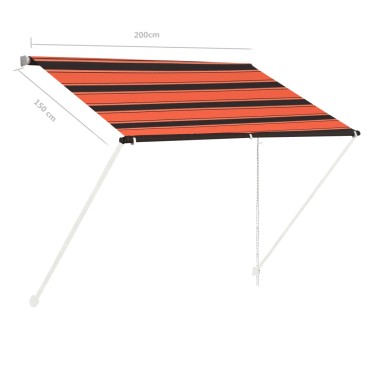 vidaXL Τέντα Συρόμενη Πορτοκαλί / Καφέ 200 x 150 εκ.