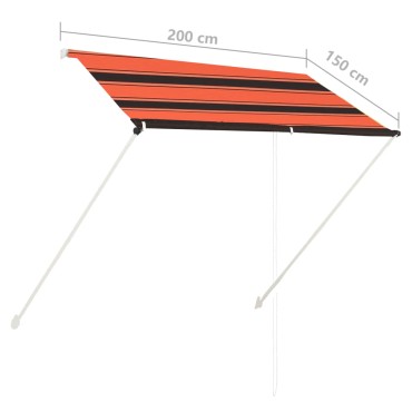 vidaXL Τέντα Συρόμενη Πορτοκαλί / Καφέ 200 x 150 εκ.