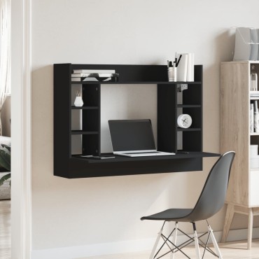 vidaXL Γραφείο Τοίχου Μαύρο 105x48x75cm από Επεξεργασμένο Ξύλο 1 τεμ.