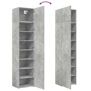 vidaXL Ντουλάπι Αποθήκευσης Στενό Γκρι 50x42,5x225cm Επεξεργ. Ξύλο 1 τεμ.