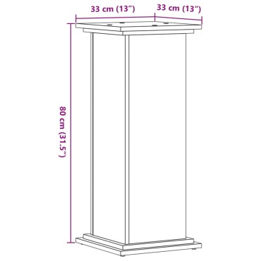 vidaXL Βάσεις Φυτών Καφέ Δρυς 33x33x80 εκ. Επεξεργασμένο Ξύλο