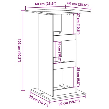 vidaXL Τραπέζι Μπαρ με Ράφια Αρτισιανή Δρυς 60x60x102cm Επεξεργ. Ξύλο 1 τεμ.