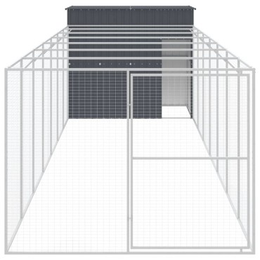 vidaXL Σπιτάκι Σκύλου με Αυλή Ανθρακί 214x865x181 εκ. Γαλβαν. Χάλυβας