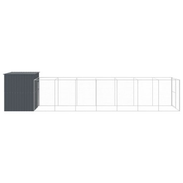 vidaXL Σπιτάκι Σκύλου με Αυλή Ανθρακί 214x865x181 εκ. Γαλβαν. Χάλυβας