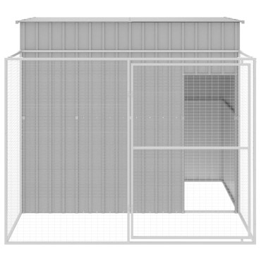 vidaXL Σπιτάκι Σκύλου με Αυλή Αν. Γκρι 214x253x181 εκ. Γαλβαν. Χάλυβας