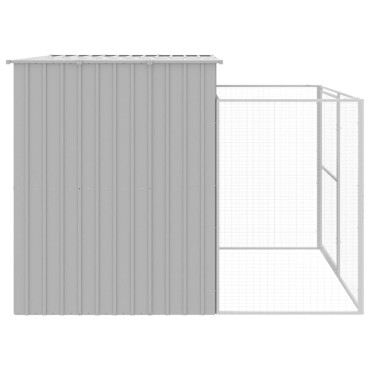 vidaXL Σπιτάκι Σκύλου με Αυλή Αν. Γκρι 214x253x181 εκ. Γαλβαν. Χάλυβας