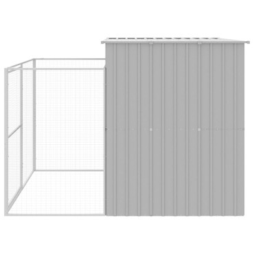 vidaXL Σπιτάκι Σκύλου με Αυλή Αν. Γκρι 214x253x181 εκ. Γαλβαν. Χάλυβας