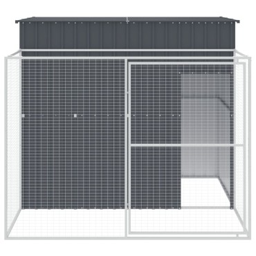 vidaXL Σπιτάκι Σκύλου με Αυλή Ανθρακί 214x253x181 εκ. Γαλβαν. Χάλυβας