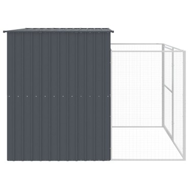 vidaXL Σπιτάκι Σκύλου με Αυλή Ανθρακί 214x253x181 εκ. Γαλβαν. Χάλυβας