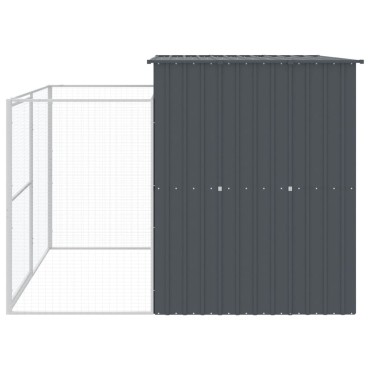 vidaXL Σπιτάκι Σκύλου με Αυλή Ανθρακί 214x253x181 εκ. Γαλβαν. Χάλυβας